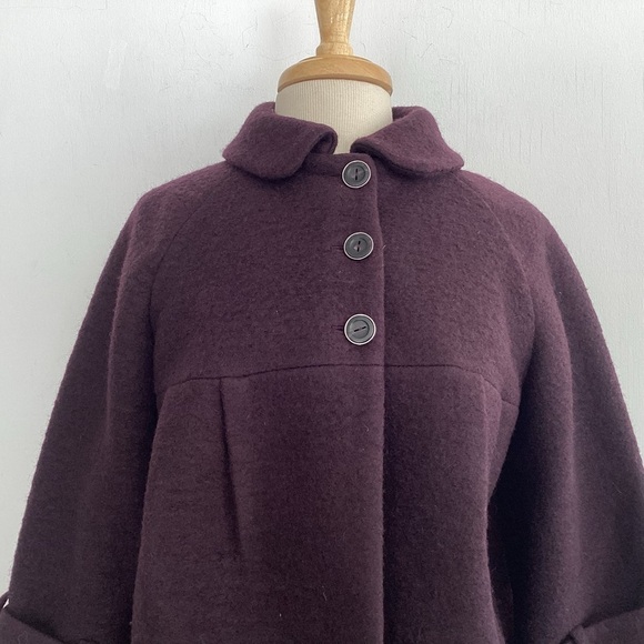 Zara wool blend, lined,cropped, swing peterpan collar 3 button plum jacket Sz XL - Picture 2 of 12